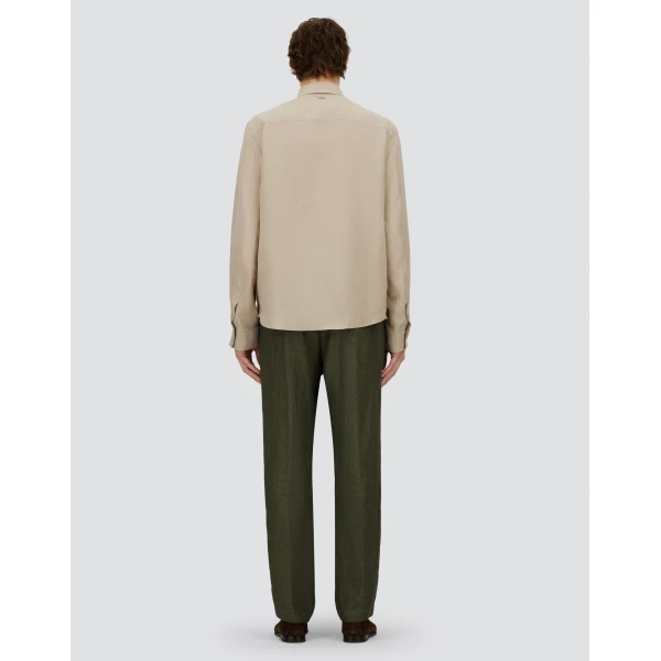 Herno Green Resort Trousers in Fade-Effect Linen with Tropical Print | Men's Trousers | Coveti