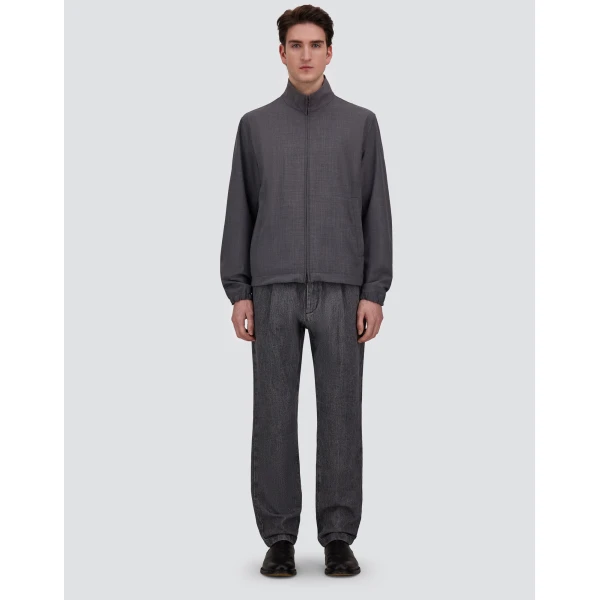 Herno Grey Bomber Jacket in Cool Stretch Wool | Men's Jackets | Coveti