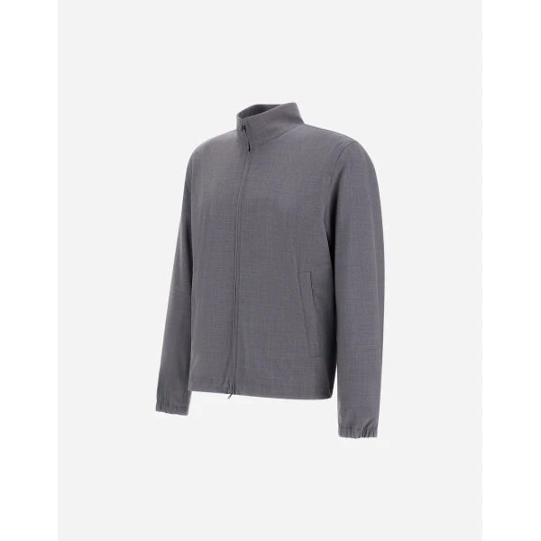Herno Grey Bomber Jacket in Cool Stretch Wool | Men's Jackets | Coveti