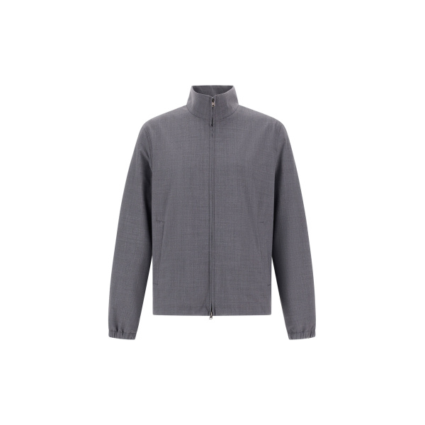 Herno Grey Bomber Jacket in Cool Stretch Wool | Men's Jackets | Coveti