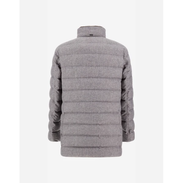 Herno Grey Carcoat in Cashmere, Silk and Monogram | Men's Coats | Coveti