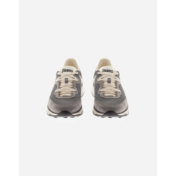 Herno Grey Maggiore Trainers in Suede and Mesh | Men's Sneakers | Coveti