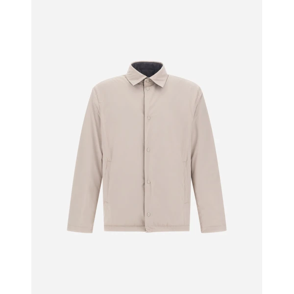 Herno Grey Reversible Shacket in Cool Stretch Wool and Stretch Nylon | Men's Jackets | Coveti