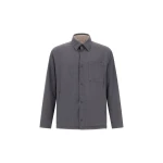 Herno Grey Reversible Shacket in Cool Stretch Wool and Stretch Nylon | Men's Jackets | Coveti