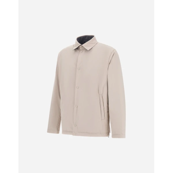 Herno Grey Reversible Shacket in Cool Stretch Wool and Stretch Nylon | Men's Jackets | Coveti
