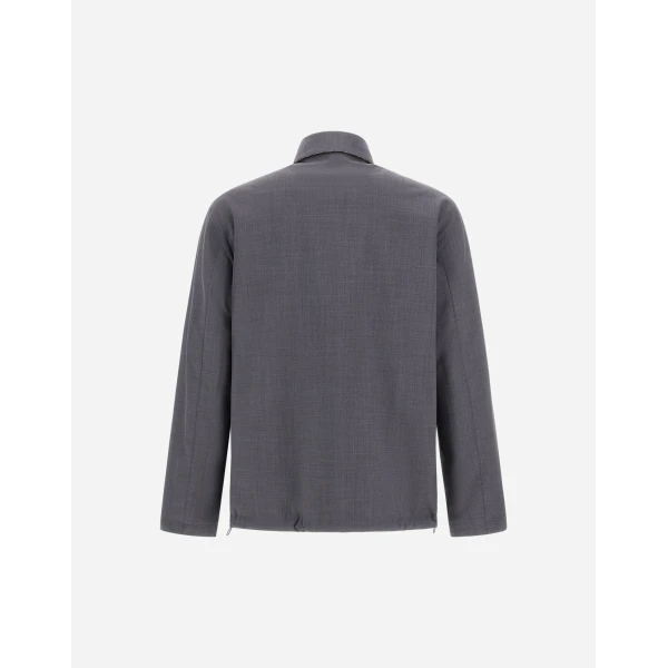 Herno Grey Reversible Shacket in Cool Stretch Wool and Stretch Nylon | Men's Jackets | Coveti
