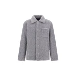 Herno Grey Shacket in Melange Teddy | Men's Coats | Coveti