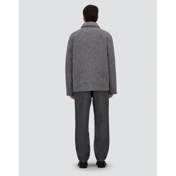 Herno Grey Shacket in Melange Teddy | Men's Coats | Coveti