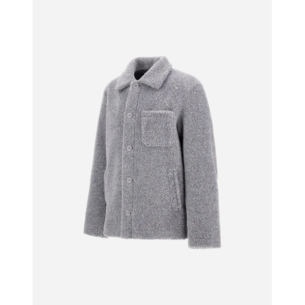 Herno Grey Shacket in Melange Teddy | Men's Coats | Coveti