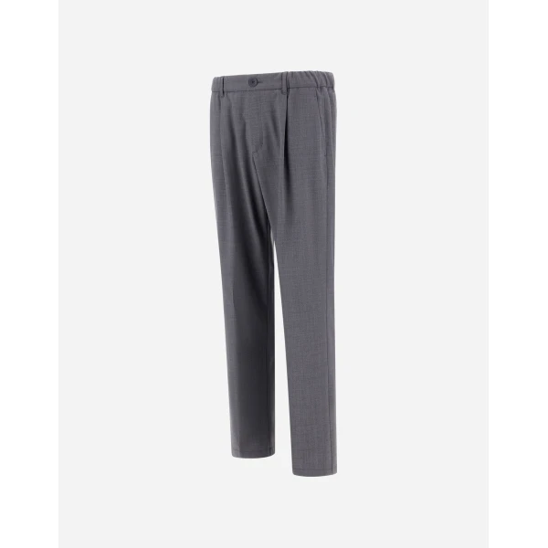 Herno Grey Trousers in Light Stretch Wooly | Men's Trousers | Coveti