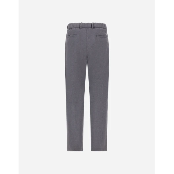 Herno Grey Trousers in Light Stretch Wooly | Men's Trousers | Coveti