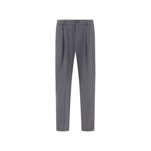 Herno Grey Trousers in Light Stretch Wooly | Men's Trousers | Coveti