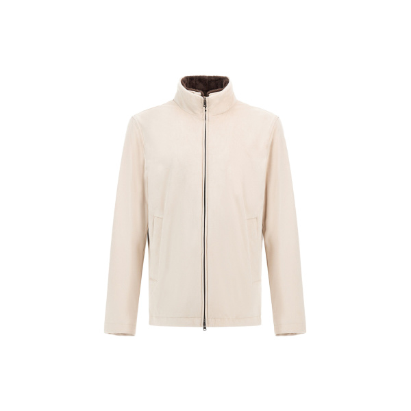 Herno Ice Resort Bomber Jacket in Suede-Effect Microfibre and Light Faux Fur | Men's Jackets | Coveti