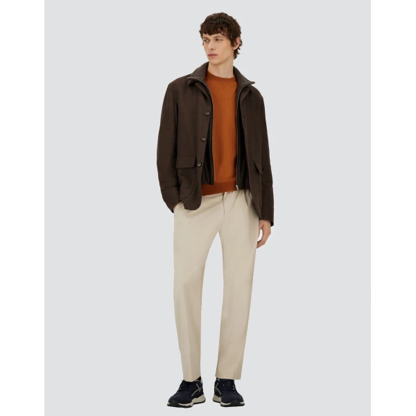 Herno Ice Resort Trousers in Suede-Effect Microfibre | Men's Trousers | Coveti