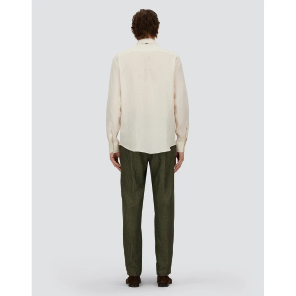 Herno Ivory Resort Shirt in Pure Linen Canvas | Men's Shirts | Coveti