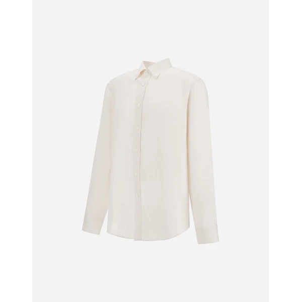 Herno Ivory Resort Shirt in Pure Linen Canvas | Men's Shirts | Coveti