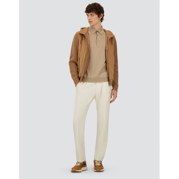 Herno Ivory Resort Trousers in Wool-Blend Melange Flannel | Men's Trousers | Coveti