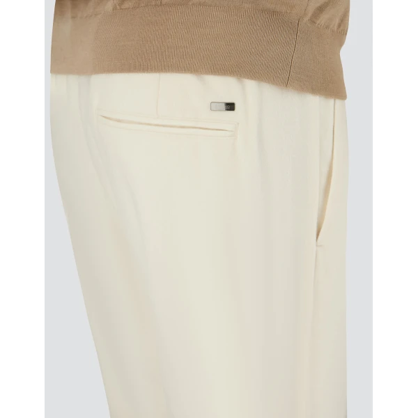 Herno Ivory Resort Trousers in Wool-Blend Melange Flannel | Men's Trousers | Coveti