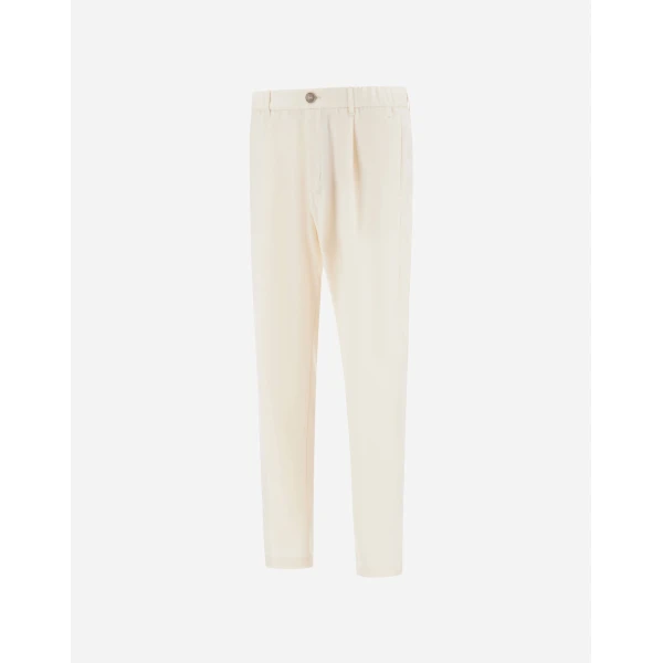 Herno Ivory Resort Trousers in Wool-Blend Melange Flannel | Men's Trousers | Coveti