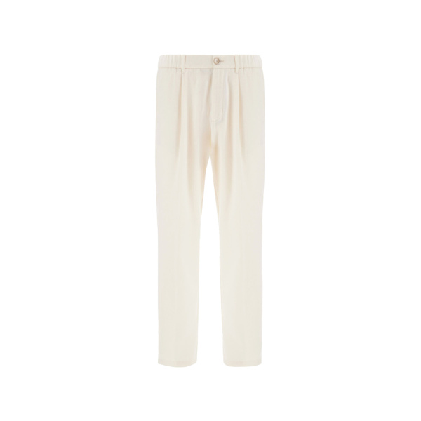 Herno Ivory Resort Trousers in Wool-Blend Melange Flannel | Men's Trousers | Coveti