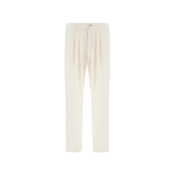 Herno Ivory Resort Trousers in Wool-Blend Melange Flannel | Men's Trousers | Coveti