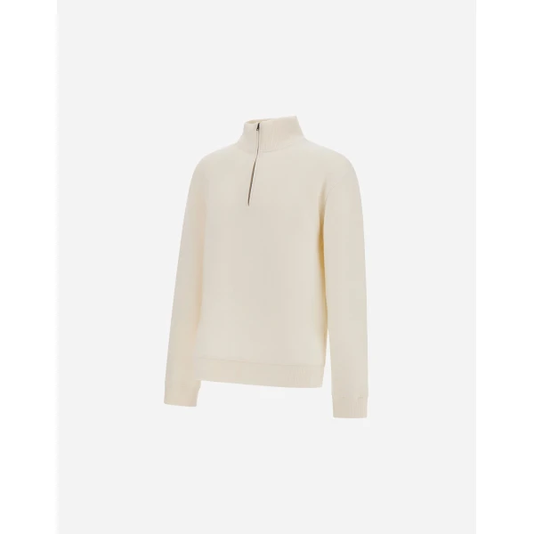 Herno Ivory Sweatshirt in Cotton and Wool | Men's Sweatshirts | Coveti