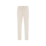 Herno Ivory Trousers in Cotton-Effect Stretch Fabric | Men's Trousers | Coveti