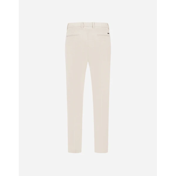 Herno Ivory Trousers in Cotton-Effect Stretch Fabric | Men's Trousers | Coveti