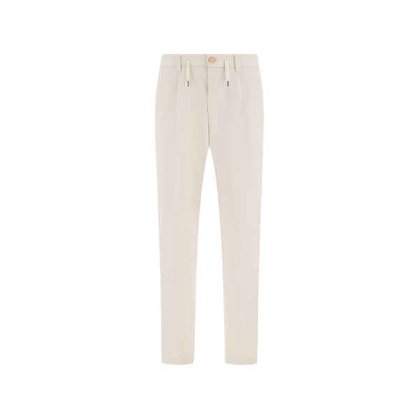 Herno Ivory Trousers in Cotton-Effect Stretch Fabric | Men's Trousers | Coveti