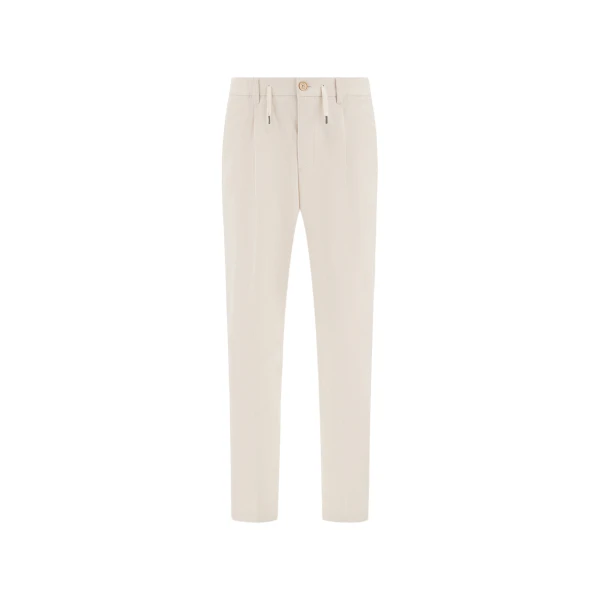 Herno Ivory Trousers in Cotton-Effect Stretch Fabric | Men's Trousers | Coveti