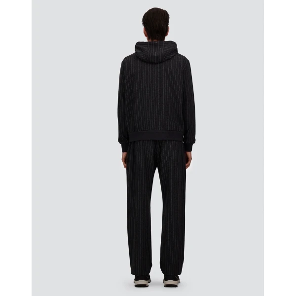 Herno Jacquard Fabric Sweatshirt with Pinstripe Pattern in Iron | Men's Sweatshirts | Coveti