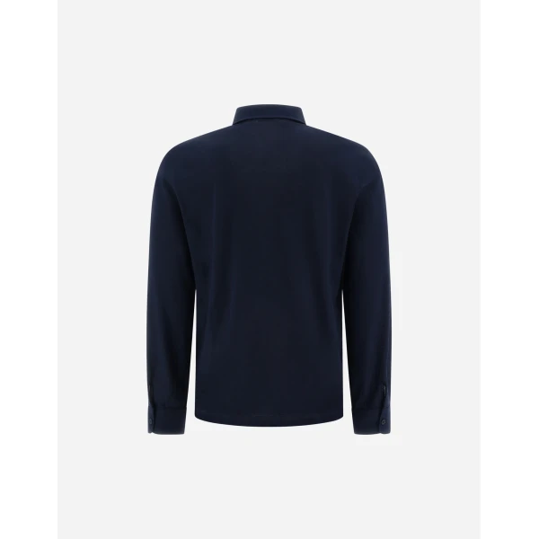 Herno Jersey Crepe Polo Shirt in Navy Blue | Men's T-Shirts and Polos | Coveti