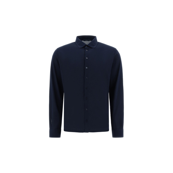 Herno Jersey Crepe Polo Shirt in Navy Blue | Men's T-Shirts and Polos | Coveti