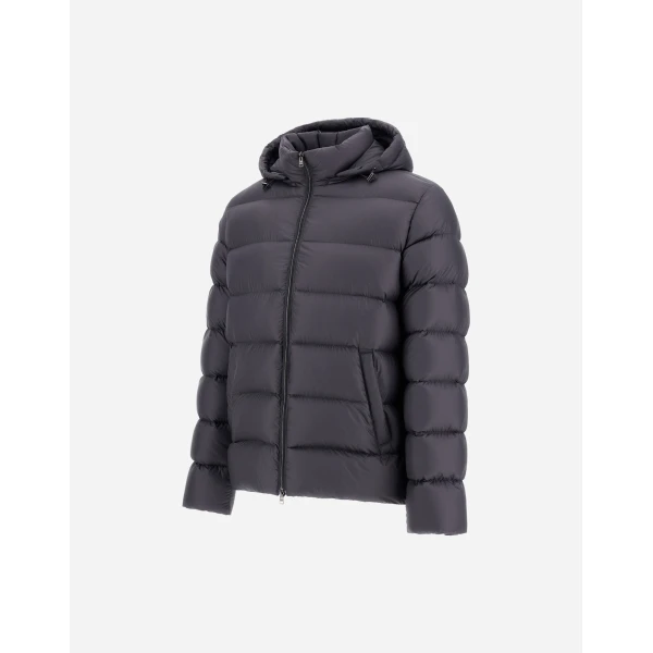 Herno La Giacca Hooded Down Jacket in Anthracite | Men's Jackets | Coveti