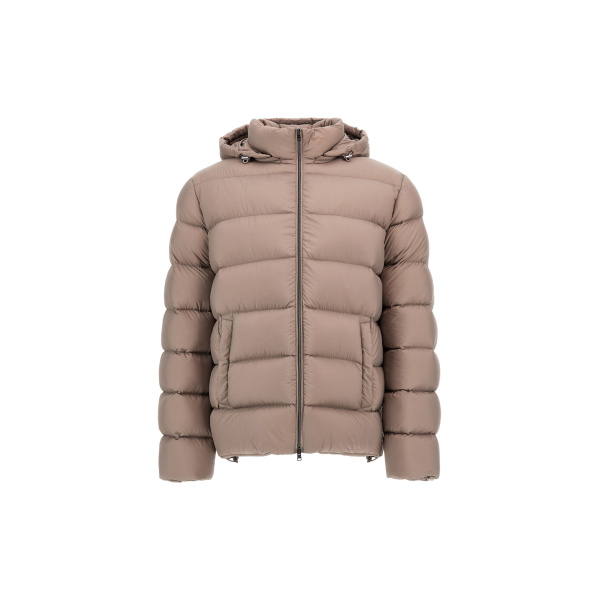 Herno La Giacca Hooded Down Jacket in Light Taupe | Men's Jackets | Coveti