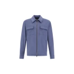 Herno Light Blue Resort Overshirt in Suede-Effect Microfibre | Men's Jackets | Coveti