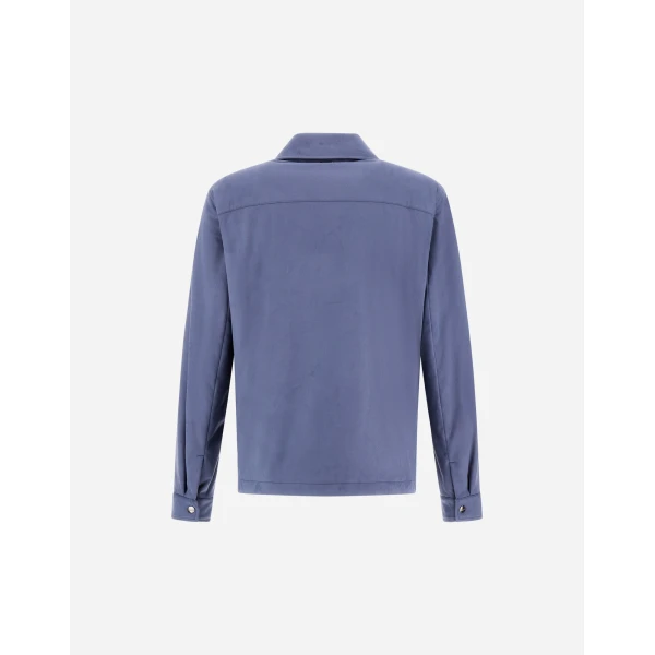 Herno Light Blue Resort Overshirt in Suede-Effect Microfibre | Men's Jackets | Coveti