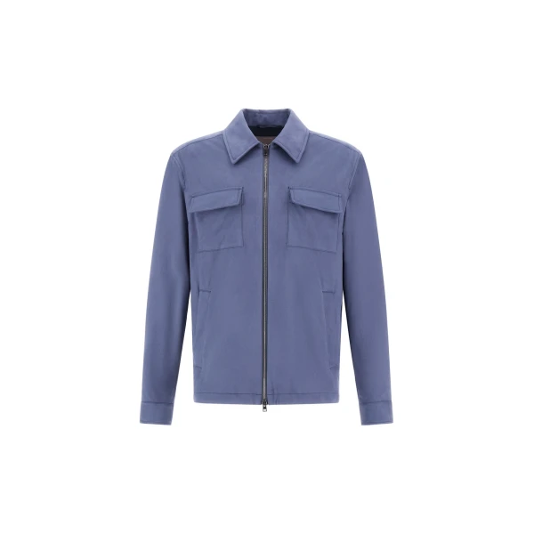 Herno Light Blue Resort Overshirt in Suede-Effect Microfibre | Men's Jackets | Coveti
