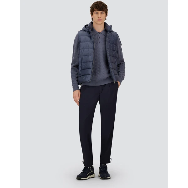 Herno Light Blue Resort Vest in Ultralight Nylon and Suede-Effect Microfibre | Men's Jackets | Coveti
