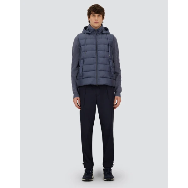 Herno Light Blue Resort Vest in Ultralight Nylon and Suede-Effect Microfibre | Men's Jackets | Coveti