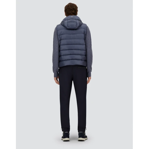 Herno Light Blue Resort Vest in Ultralight Nylon and Suede-Effect Microfibre | Men's Jackets | Coveti