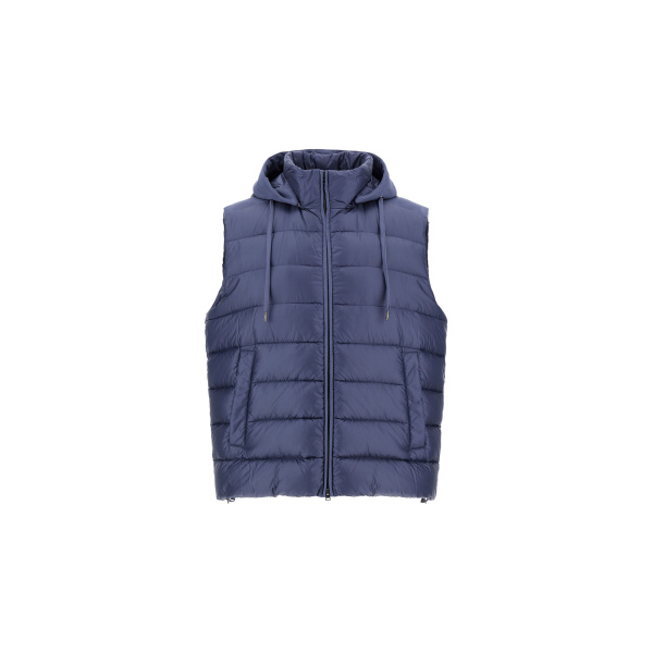 Herno Light Blue Resort Vest in Ultralight Nylon and Suede-Effect Microfibre | Men's Jackets | Coveti