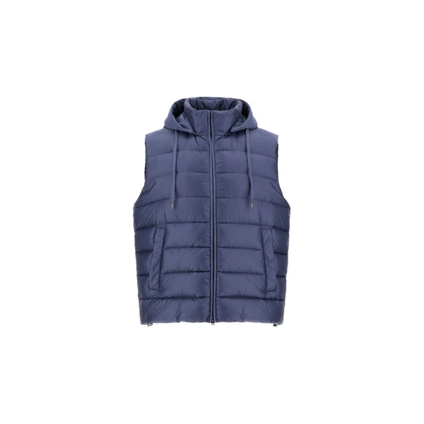 Herno Light Blue Resort Vest in Ultralight Nylon and Suede-Effect Microfibre | Men's Jackets | Coveti