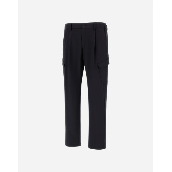 Herno Light Comfort Stretch Woven Cargo Trousers in Black | Men's Trousers | Coveti