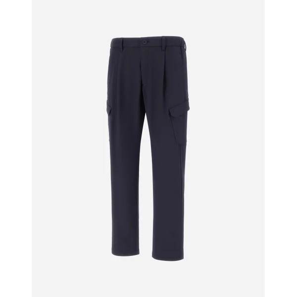 Herno Light Comfort Stretch Woven Cargo Trousers in Blue | Men's Trousers | Coveti