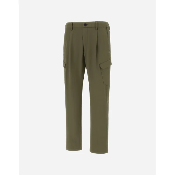 Herno Light Comfort Stretch Woven Cargo Trousers in Green | Men's Trousers | Coveti