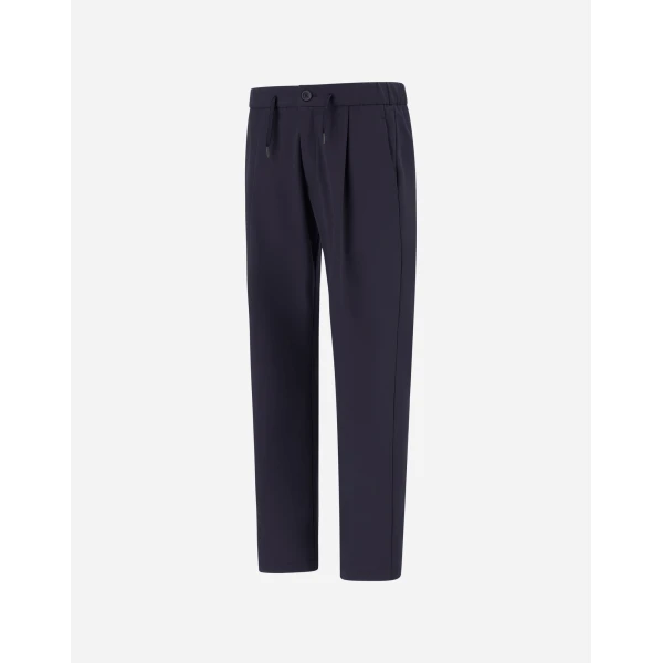 Herno Light Comfort Stretch Woven Trousers in Blue | Men's Trousers | Coveti