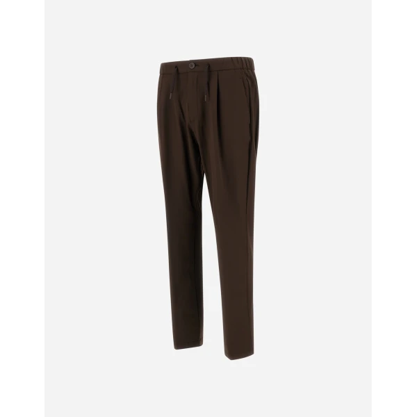 Herno Light Comfort Stretch Woven Trousers in Brown | Men's Trousers | Coveti