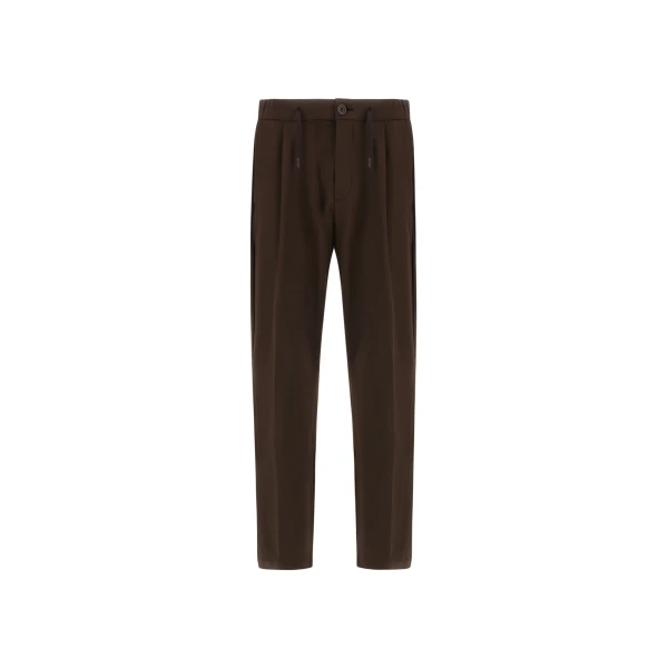 Herno Light Comfort Stretch Woven Trousers in Brown | Men's Trousers | Coveti