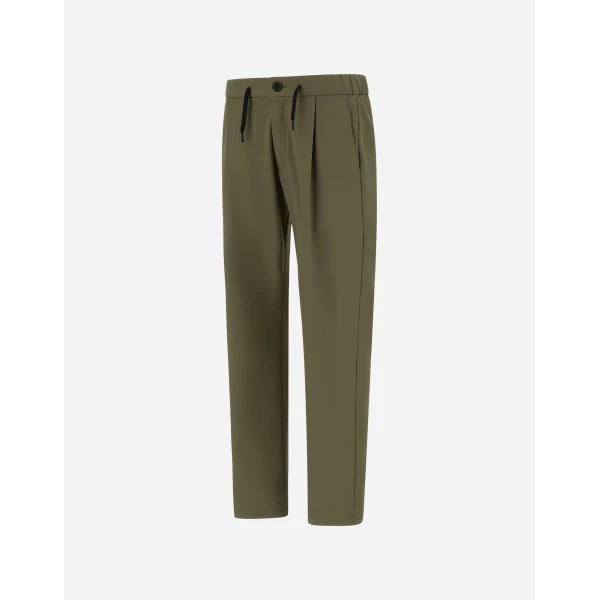 Herno Light Comfort Stretch Woven Trousers in Green | Men's Trousers | Coveti